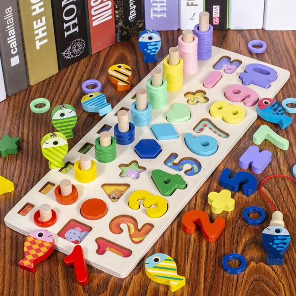 Houten puzzel getallen en cijfers - Afbeelding 2